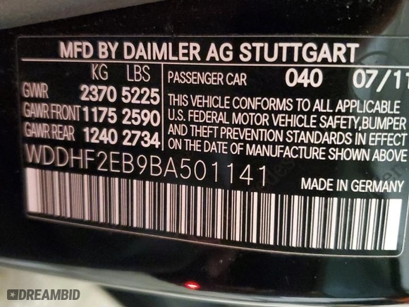 2011 Mercedes-Benz E-Class E 350 Luxury BlueTEC with VIN WDDHF2EB9BA501141, listed as a Copart auction lot 46609615 with 148,920 mi miles and Salvage Title. Bid and sale history available at carsss.com. Image 12.