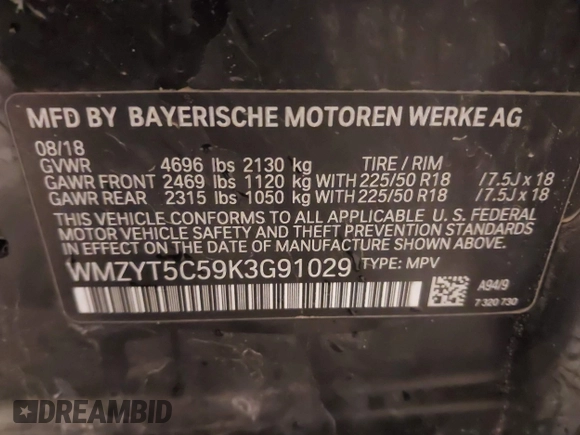 2019 MINI Countryman Cooper S с VIN WMZYT5C59K3G91029, выставлен на аукционе IAAI как лот 42039745 с пробегом 128 365 миль миль и . История ставок и продаж доступна на DreamBid. Изображение 9.