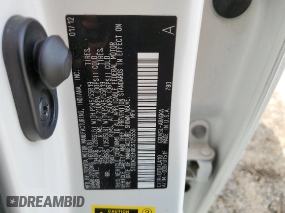 2012 Toyota Highlander Limited с VIN 5TDDK3EH0CS125559, выставлен на аукционе Copart как лот 51143465 с пробегом 117 423 миль миль и Списание • Salvage title. История ставок и продаж доступна на DreamBid. Изображение 16.