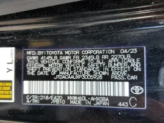 2023 Toyota Prius LE z VIN JTDACAAUXP3005928, wystawiony jako Copart lot #56358905 z przebiegiem 38 417 mil mil oraz Szkoda całkowita • Salvage title. Historia ofert i sprzedaży dostępna na DreamBid. Obrazek 12.