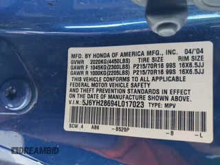 2004 Honda Element EX с VIN 5J6YH28694L017023, выставлен на аукционе IAAI как лот 42568202 с пробегом 213 020 миль миль и . История ставок и продаж доступна на DreamBid. Изображение 9.