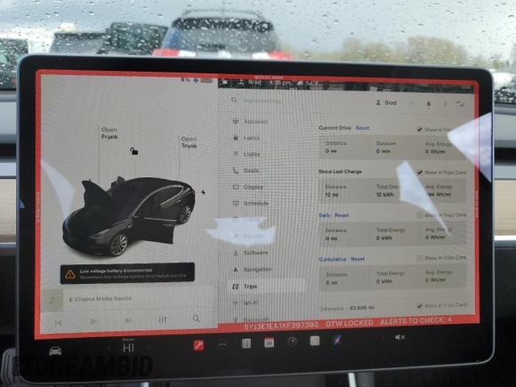 2019 Tesla Model 3 Mid Range with VIN 5YJ3E1EA1KF397390, listed as a Copart auction lot 49862915 with 63,698 mi miles and Salvage Title. Bid and sale history available at carsss.com. Image 9.