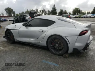 2020 Toyota GR Supra 3.0 with VIN WZ1DB4C01LW031761, listed as a Copart auction lot 80796504 with 53,624 mi miles and Salvage Title. Bid and sale history available at carsss.com. Image 2.