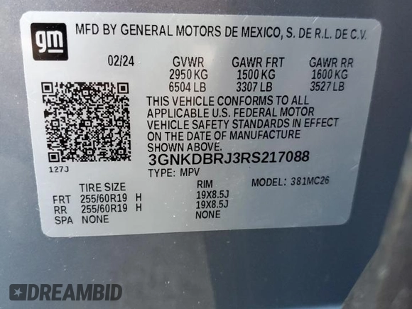 2024 Chevrolet Blazer EV eAWD LT z VIN 3GNKDBRJ3RS217088, wystawiony jako Copart lot #48150655 z przebiegiem 1 777 mil mil oraz Szkoda całkowita • Salvage title. Historia ofert i sprzedaży dostępna na DreamBid. Obrazek 13.