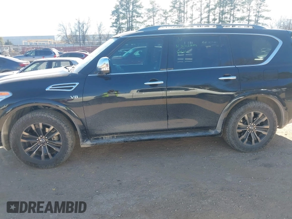 2019 Nissan Armada Platinum with VIN JN8AY2NF1K9350665, listed as a IAAI auction lot 41371514 with 111,133 mi miles. Bid and sale history available at carsss.com. Image 14.