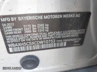 2012 BMW 5 Series 528i xDrive with VIN WBAXH5C5XCDW10753, listed as a IAAI auction lot 41780558 with 91,874 mi miles. Bid and sale history available at carsss.com. Image 9.