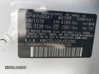 2019 Hyundai Ioniq Limited z VIN KMHC05LH2KU052345, wystawiony jako Copart lot #78906854 z przebiegiem 33 653 mil mil oraz Szkoda całkowita • Salvage title. Historia ofert i sprzedaży dostępna na DreamBid. Obrazek 12.