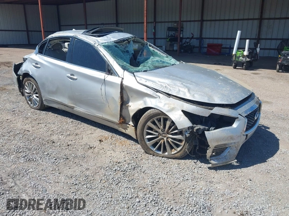 2018 Infiniti Q50 Luxe with VIN JN1EV7AR7JM438928, listed as a IAAI auction lot 42036766 with 125,149 mi miles and . Bid and sale history available at carsss.com. Image 1.