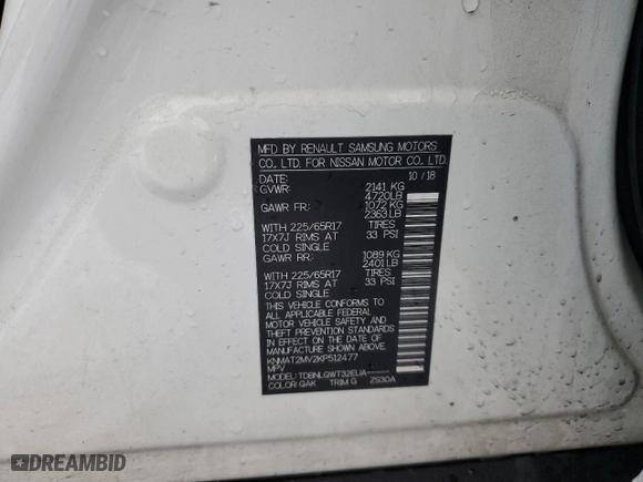 2019 Nissan Rogue SV with VIN KNMAT2MV2KP512477, listed as a Copart auction lot 45141825 with 87,233 mi miles and Salvage Title. Bid and sale history available at carsss.com. Image 15.