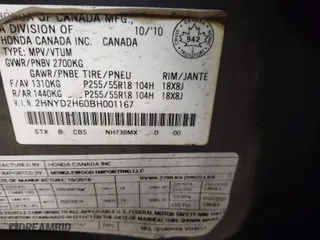 2011 Acura MDX Tech Pkg with VIN 2HNYD2H60BH001167, listed as a IAAI auction lot 41749894 with 205,211 mi miles. Bid and sale history available at carsss.com. Image 9.