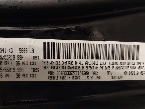 2014 Dodge Journey Limited with VIN 3C4PDDDG7ET154300, listed as a IAAI auction lot 41640132 with 175,276 mi miles and . Bid and sale history available at DreamBid. Image 9.