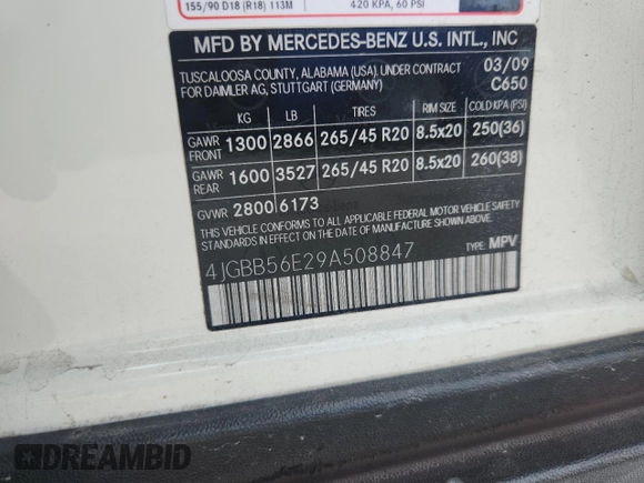 2009 Mercedes-Benz M 350 z VIN 4JGBB56E29A508847, wystawiony jako Copart lot #58296925 z przebiegiem 160 166 mil mil oraz Szkoda całkowita • Salvage title. Historia ofert i sprzedaży dostępna na DreamBid. Obrazek 12.
