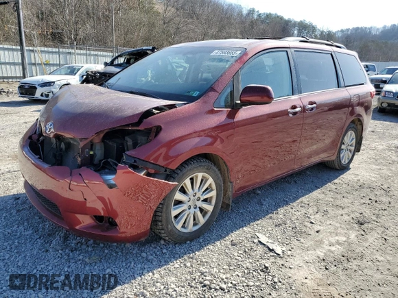 2015 Toyota Sienna Ltd with VIN 5TDDK3DCXFS101103, listed as a Copart auction lot 47593655 with 142,524 mi miles and Salvage Title. Bid and sale history available at carsss.com. Image 1.