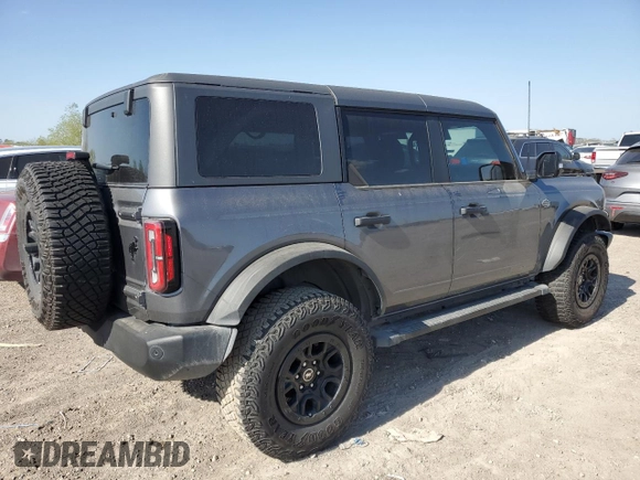 2023 Ford Bronco with VIN 1FMEE5DP0PLB11325, listed as a Copart auction lot 50306455 with 34,358 mi miles and Salvage Title. Bid and sale history available at carsss.com. Image 3.