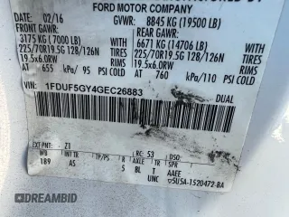 2016 Ford F-550 XL with VIN 1FDUF5GY4GEC26883, listed as a Copart auction lot 85107164 with Not Provided miles and Clean Title. Bid and sale history available at carsss.com. Image 10.