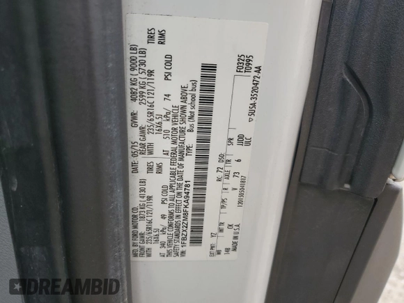 2015 Ford Transit XL with VIN 1FBZX2ZM8FKA94781, listed as a Copart auction lot 52551575 with 188,726 mi miles and Salvage Title. Bid and sale history available at DreamBid. Image 13.