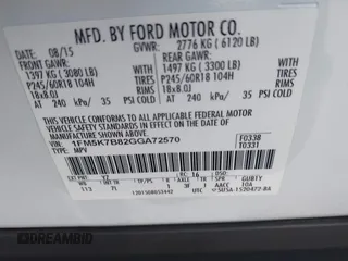 2016 Ford Explorer с VIN 1FM5K7B82GGA72570, выставлен на аукционе IAAI как лот 42317161 с пробегом 133 112 миль миль и . История ставок и продаж доступна на DreamBid. Изображение 9.