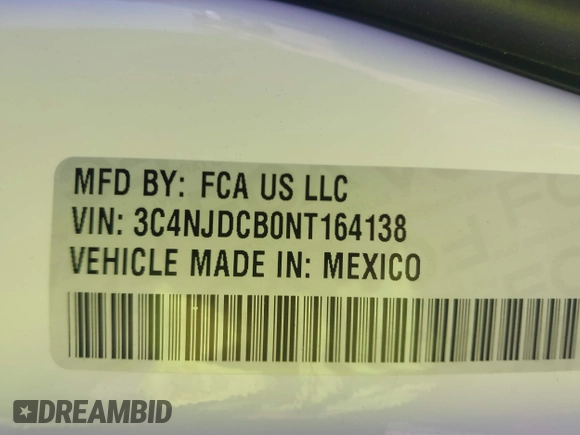 2022 Jeep Compass High Altitude with VIN 3C4NJDCB0NT164138, listed as a IAAI auction lot 40331205 with 23,505 mi miles and . Bid and sale history available at carsss.com. Image 9.