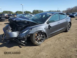 2023 Tesla Model 3 z VIN 5YJ3E1EA9PF569611, wystawiony jako Copart lot #53148505 z przebiegiem 60 379 mil mil oraz Szkoda całkowita • Salvage title. Historia ofert i sprzedaży dostępna na DreamBid. Obrazek 1.