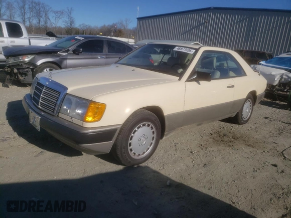 1988 Mercedes-Benz 300 with VIN WDBEA50D9JA698251, listed as a Copart auction lot 46977055 with 107,949 mi miles and Salvage Title. Bid and sale history available at DreamBid. Image 1.