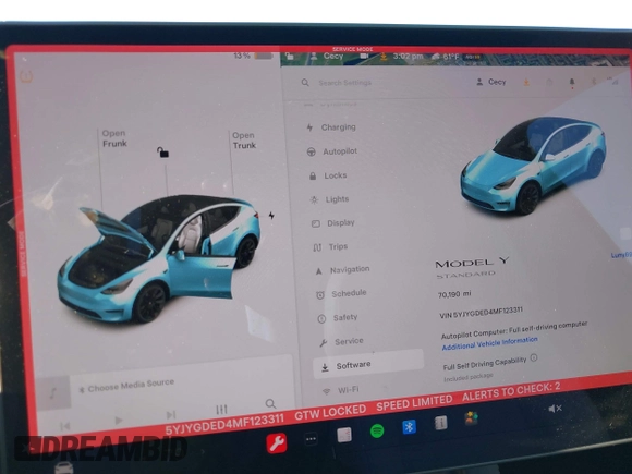 2021 Tesla Model Y Standard Range z VIN 5YJYGDED4MF123311, wystawiony jako IAAI lot #41200519 z przebiegiem 70 190 mil mil oraz . Historia ofert i sprzedaży dostępna na DreamBid. Obrazek 7.