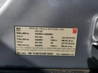 2016 Tesla Model S 90D with VIN 5YJSA1E2XGF155351, listed as a Copart auction lot 46700225 with 133,652 mi miles and Salvage Title. Bid and sale history available at DreamBid. Image 12.
