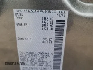 2025 Nissan Altima SV with VIN 1N4BL4DVXSN319012, listed as a Copart auction lot 50271025 with 12,831 mi miles and Clean Title. Bid and sale history available at carsss.com. Image 12.