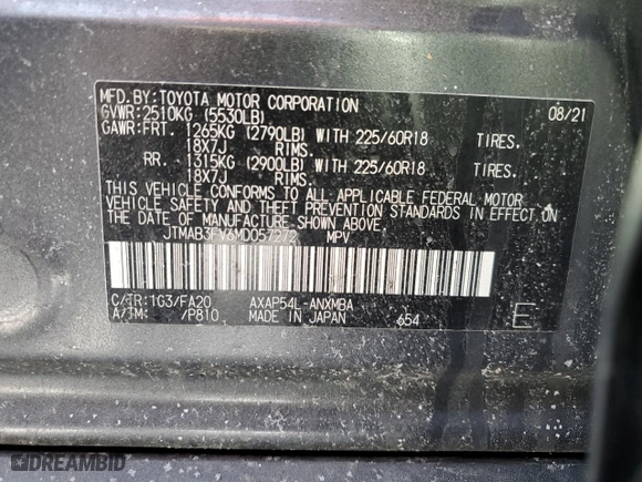 2021 Toyota RAV4 Prime SE with VIN JTMAB3FV6MD057272, listed as a Copart auction lot 46484235 with NaN miles and Salvage Title. Bid and sale history available at carsss.com. Image 13.