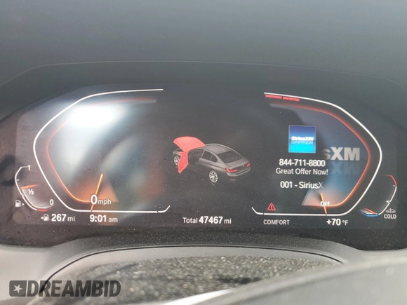 2021 BMW 3 Series 330i xDrive with VIN WBA5R7C0XMFK36218, listed as a Copart auction lot 62274005 with 47,467 mi miles and Salvage title. Bid and sale history available at DreamBid. Image 9.
