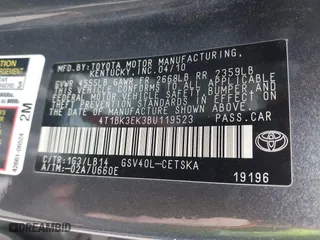2011 Toyota Camry LE with VIN 4T1BK3EK3BU119523, listed as a IAAI auction lot 41555415 with 267,744 mi miles. Bid and sale history available at carsss.com. Image 9.