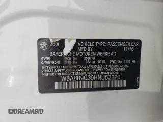 2017 BMW 3 Series 330i z VIN WBA8B9G39HNU52820, wystawiony jako Copart lot #54527795 z przebiegiem 99 388 mil mil oraz Szkoda całkowita • Salvage title. Historia ofert i sprzedaży dostępna na DreamBid. Obrazek 12.