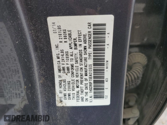 2014 Honda Accord Touring z VIN 1HGCR6F75EA010505, wystawiony jako Copart lot #54100745 z przebiegiem 181 448 mil mil oraz Szkoda całkowita • Salvage title. Historia ofert i sprzedaży dostępna na DreamBid. Obrazek 12.
