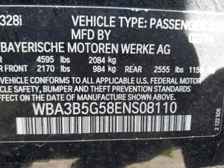2014 BMW 3 Series 328i xDrive with VIN WBA3B5G58ENS08110, listed as a IAAI auction lot 41890299 with 90,316 mi miles. Bid and sale history available at carsss.com. Image 9.
