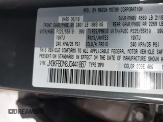 2018 Mazda CX-5 Grand Touring with VIN JM3KFBDM8J0441867, listed as a IAAI auction lot 41565147 with 62,466 mi miles. Bid and sale history available at carsss.com. Image 9.