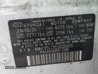 2020 Hyundai Ioniq SEL z VIN KMHC85LC8LU226305, wystawiony jako Copart lot #45163985 z przebiegiem 51 116 mil mil oraz Nie do naprawy. Historia ofert i sprzedaży dostępna na DreamBid. Obrazek 16.