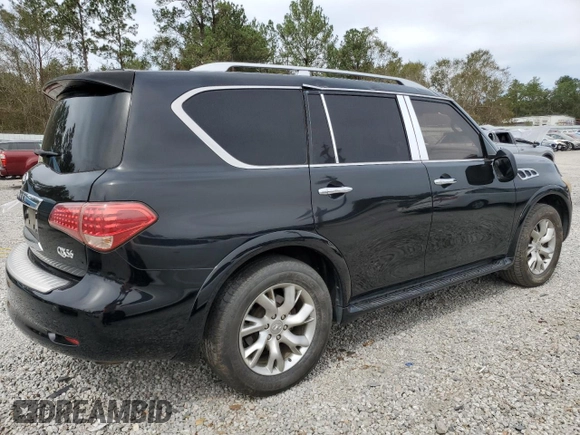 2011 Infiniti QX56 7-passenger with VIN JN8AZ2NF9B9504083, listed as a Copart auction lot 75199764 with 128,794 mi miles and Salvage Title. Bid and sale history available at carsss.com. Image 3.