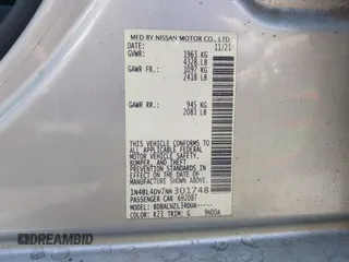 2022 Nissan Altima 2.5 SV with VIN 1N4BL4DV7NN301748, listed as a IAAI auction lot 41728890 with 79,089 mi miles. Bid and sale history available at carsss.com. Image 9.