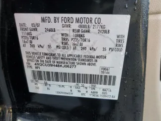 2008 Mercury Mariner with VIN 4M2CU39H48KJ06277, listed as a Copart auction lot 86134924 with 170,917 mi miles and Salvage title. Bid and sale history available at DreamBid. Image 15.