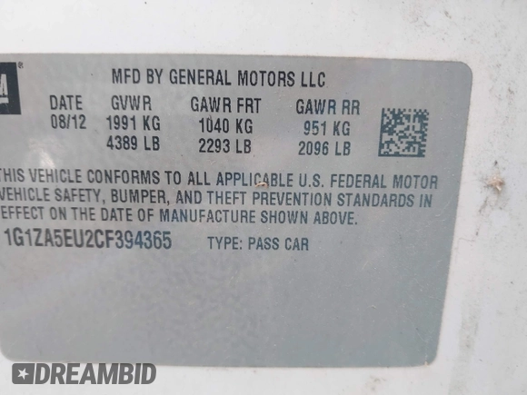 2012 Chevrolet Malibu 1FL with VIN 1G1ZA5EU2CF394365, listed as a IAAI auction lot 42130060 with 100,427 mi miles and . Bid and sale history available at DreamBid. Image 9.