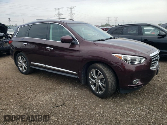 2013 Infiniti JX35 with VIN 5N1AL0MM1DC329248, listed as a Copart auction lot 58764914 with 77,482 mi miles and Salvage Title. Bid and sale history available at carsss.com. Image 4.