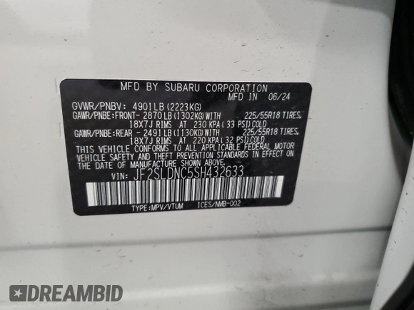2025 Subaru Forester Limited with VIN JF2SLDNC5SH432633, listed as a Copart auction lot 48720765 with 3,779 mi miles and Salvage Title. Bid and sale history available at carsss.com. Image 15.