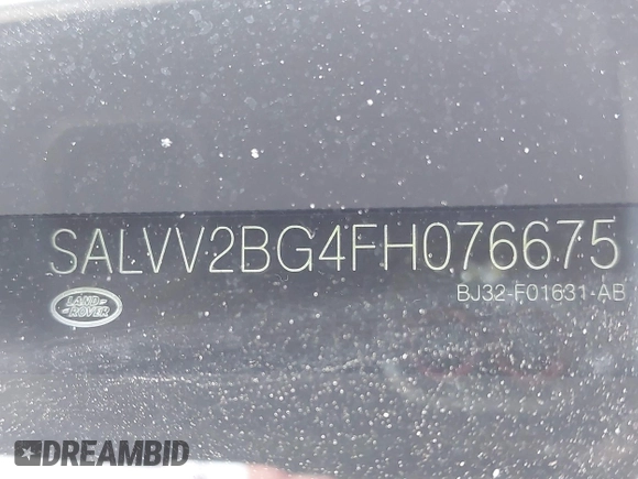2015 Land Rover Range Rover Evoque Prestige with VIN SALVV2BG4FH076675, listed as a IAAI auction lot 42138353 with 99,751 mi miles and . Bid and sale history available at DreamBid. Image 9.