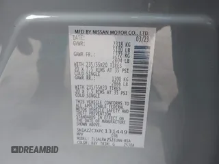 2023 Nissan Murano SL with VIN 5N1AZ2CJXPC131449, listed as a IAAI auction lot 41177130 with 19,474 mi miles and . Bid and sale history available at DreamBid. Image 9.
