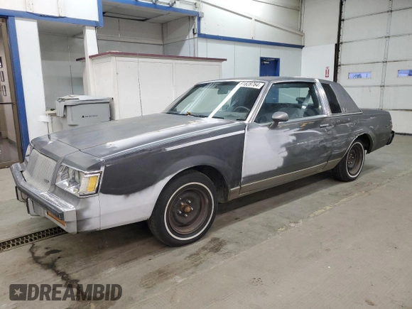 1987 Buick Regal with VIN 1G4GM11Y8HP404224, listed as a Copart auction lot 81828764 with 74,368 mi miles and Salvage Title. Bid and sale history available at DreamBid. Image 1.