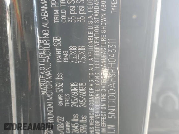 2023 Hyundai Santa Cruz SEL Premium z VIN 5NTJDDAF8PH043311, wystawiony jako Copart lot #45137505 z przebiegiem 3 908 mil mil oraz Szkoda całkowita • Salvage title. Historia ofert i sprzedaży dostępna na DreamBid. Obrazek 14.