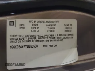 2000 Cadillac DeVille z VIN 1G6KD54Y6YU265538, wystawiony jako IAAI lot #41748755 z przebiegiem 159 676 mil mil oraz . Historia ofert i sprzedaży dostępna na DreamBid. Obrazek 9.
