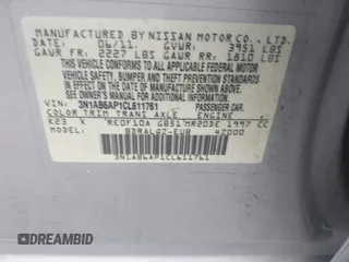 2012 Nissan Sentra SR with VIN 3N1AB6AP1CL611761, listed as a IAAI auction lot 42499505 with 195,000 mi miles and . Bid and sale history available at DreamBid. Image 9.