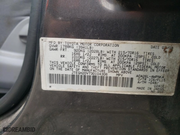 2003 Toyota RAV4 with VIN JTEGH20V730104306, listed as a Copart auction lot 79084654 with 171,933 mi miles and Clean Title. Bid and sale history available at carsss.com. Image 15.