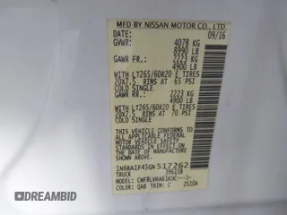 2016 Nissan Titan SL z VIN 1N6BA1F45GN517262, wystawiony jako IAAI lot #42306252 z przebiegiem 141 080 mil mil oraz . Historia ofert i sprzedaży dostępna na DreamBid. Obrazek 9.