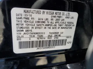 2016 Infiniti Q50 2.0t Premium with VIN JN1CV7AR9GM253313, listed as a Copart auction lot 50924685 with 53,965 mi miles and Salvage Title. Bid and sale history available at carsss.com. Image 12.